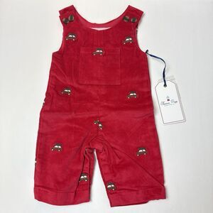 Classic Prep Tucker Longall 0-3M Red Christmas Tree Embroidery Corduroy Jumpsuit